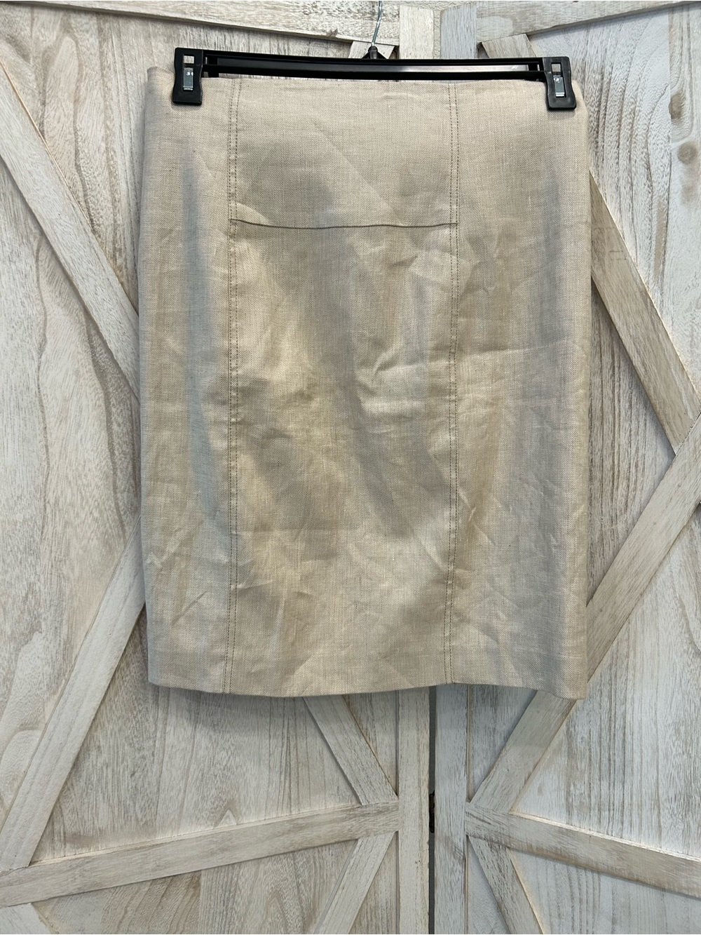 bebe Beige Linen-Blend Pencil Skirt